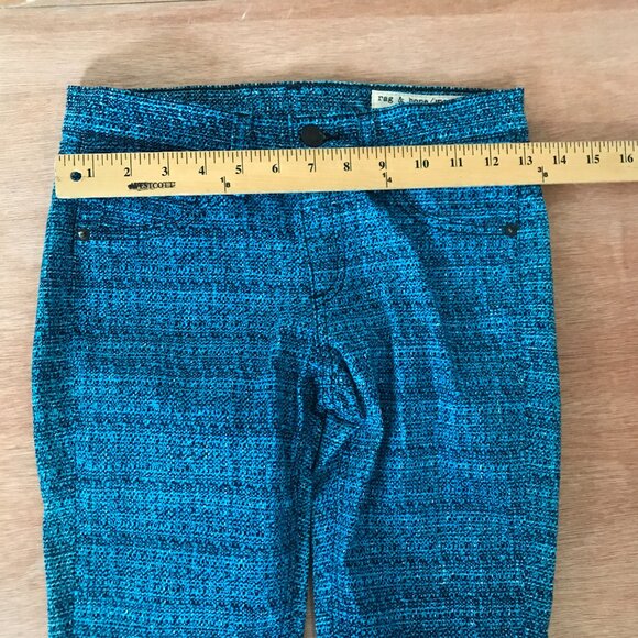 Rag & Bone Legging Jeans Women 24 Blue Tweed Print Mid Rise Pockets Slimming - Picture 10 of 14